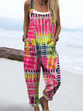 Rainbow Striped Jumpsuit with Adjustable Straps