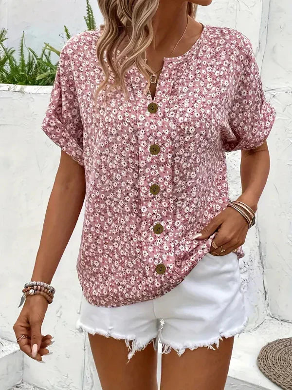 Amira™ - Floral Print Button-Up Shirt