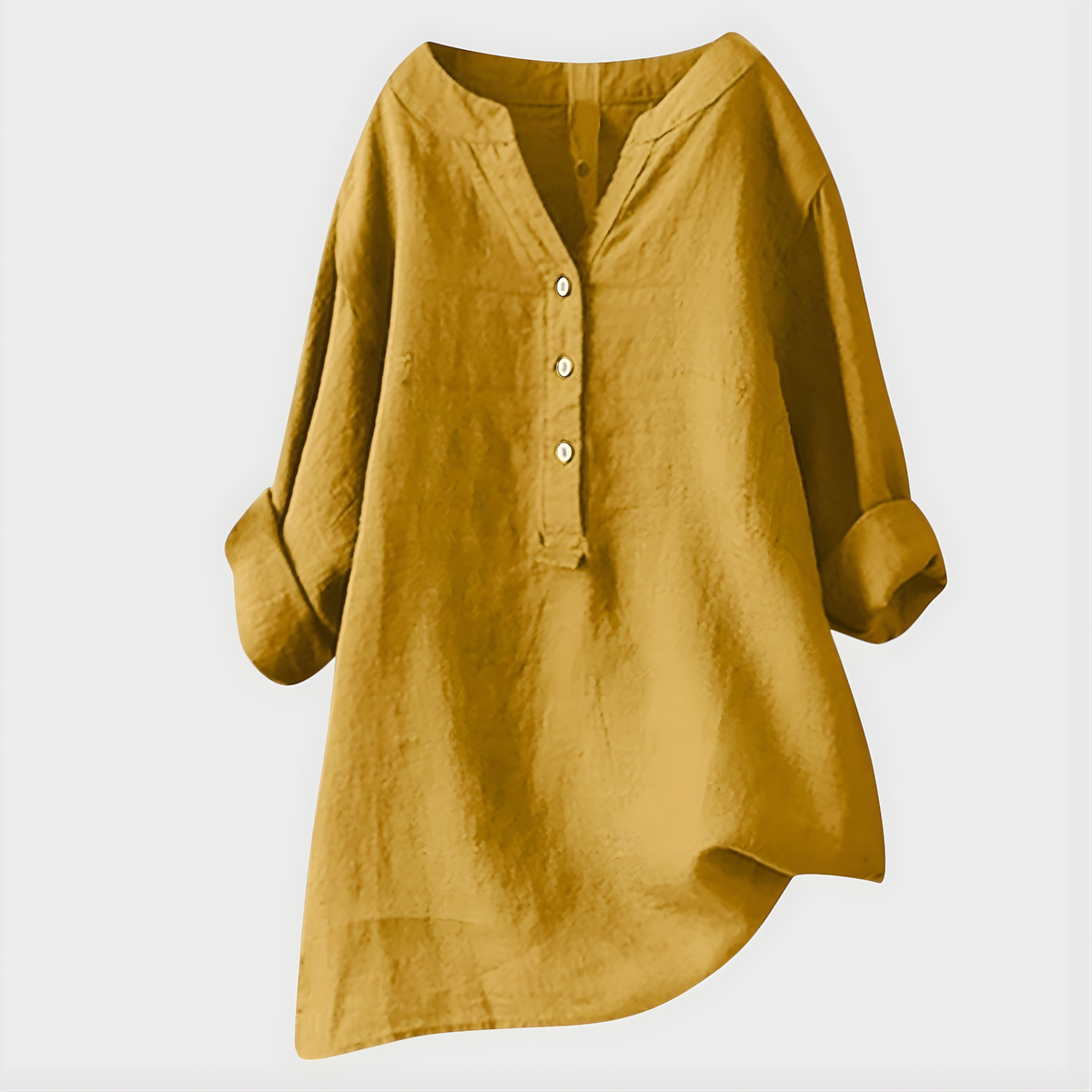 Veronique™ Chic V-Neck Blouse in Cotton-Linen Blend