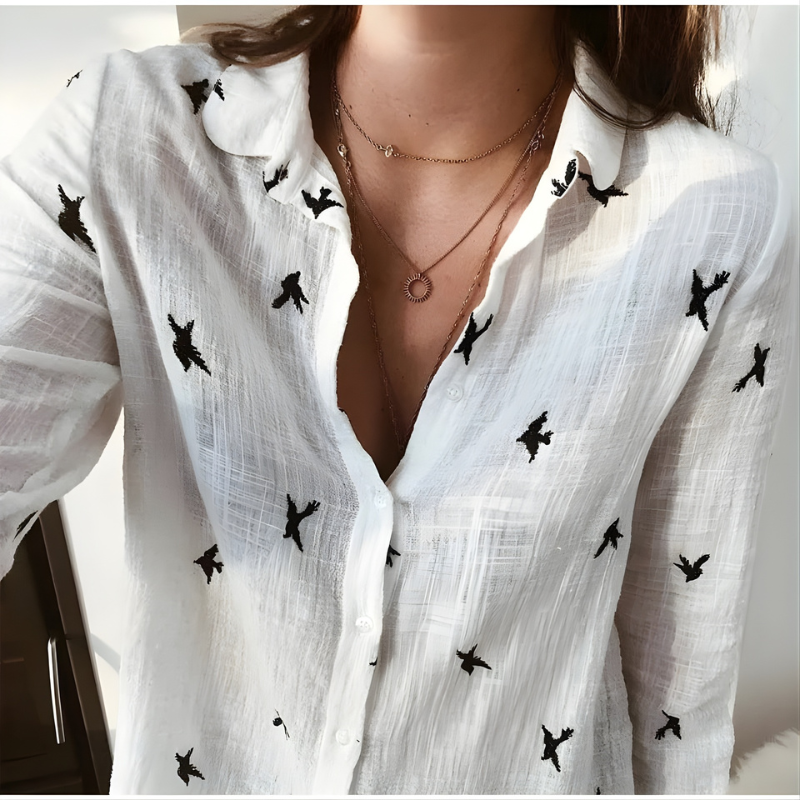 Leah™ Long Sleeve Cotton Blouse