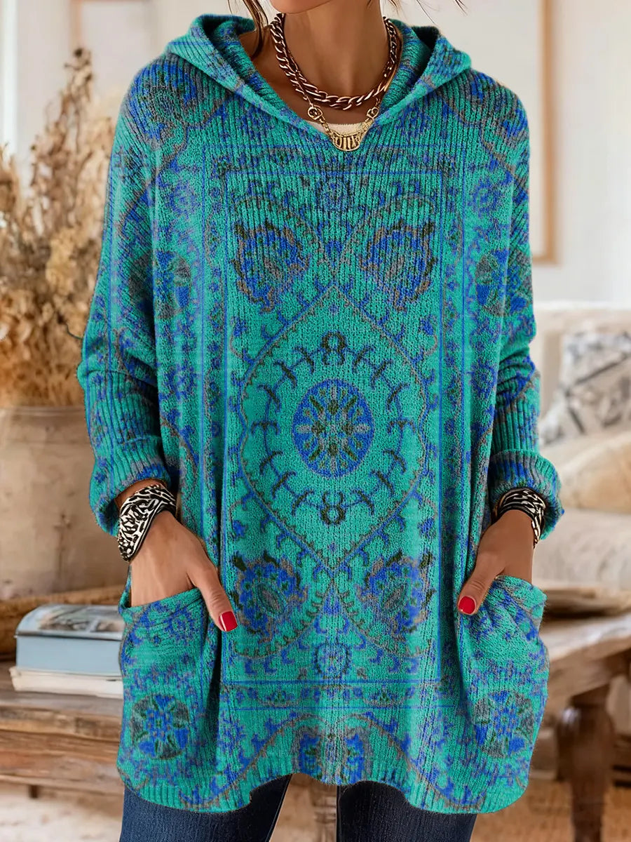 Alice™ Vintage-Inspired Ethnic Print Hooded Tunic