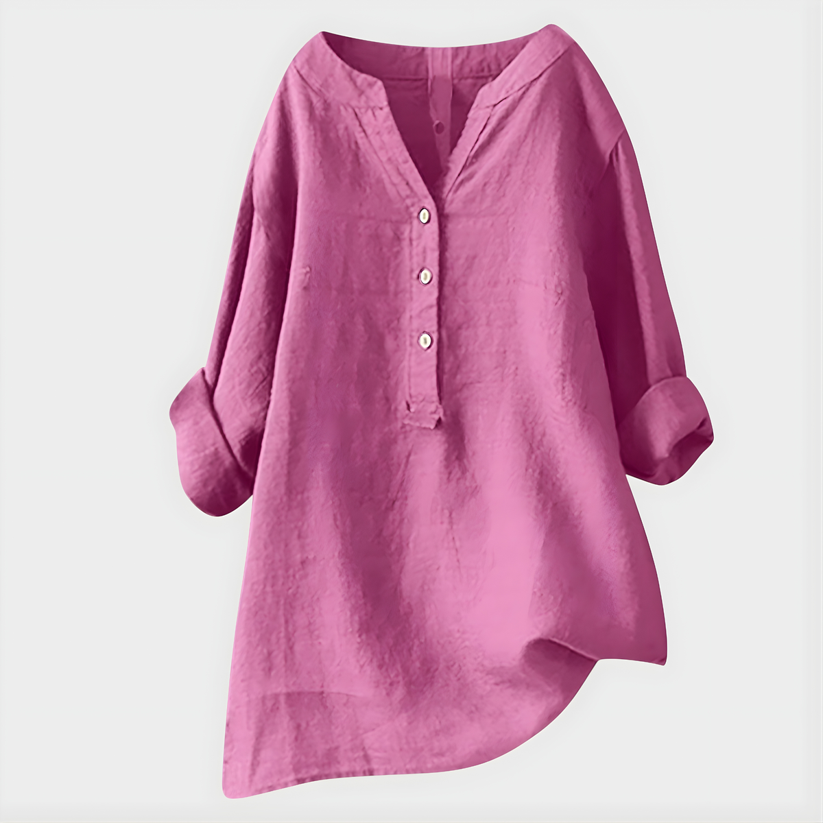 Veronique™ Chic V-Neck Blouse in Cotton-Linen Blend