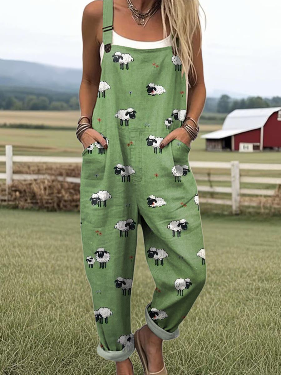 Whimsical Sheep Print Cozy Jumpsuit for Kids