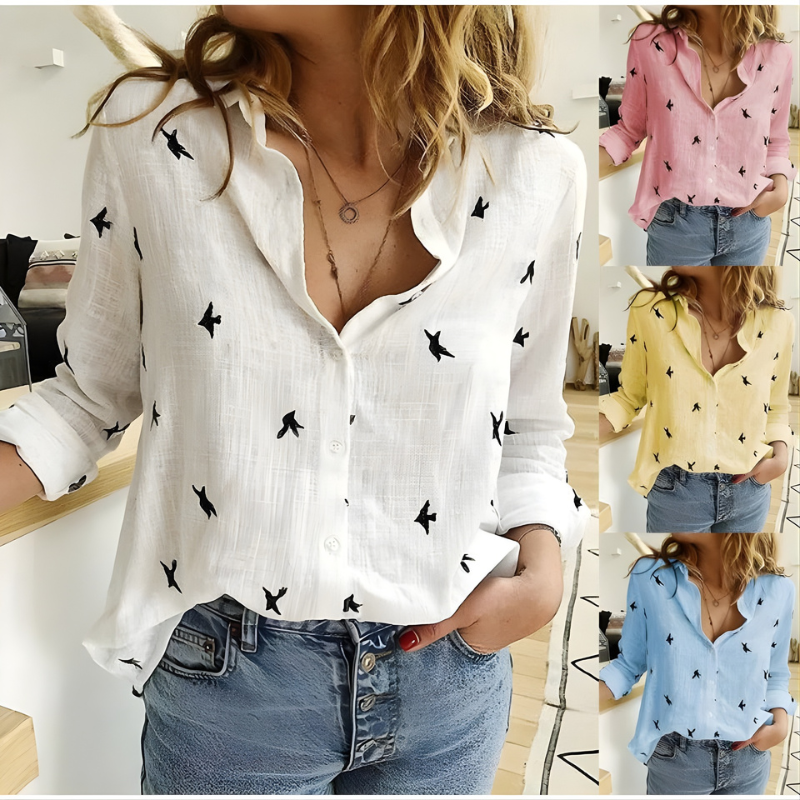 Leah™ Long Sleeve Cotton Blouse
