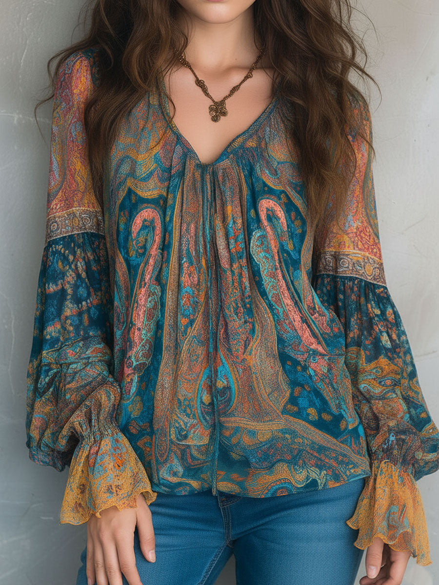 Selah™ Bohemian Paisley Chiffon Top