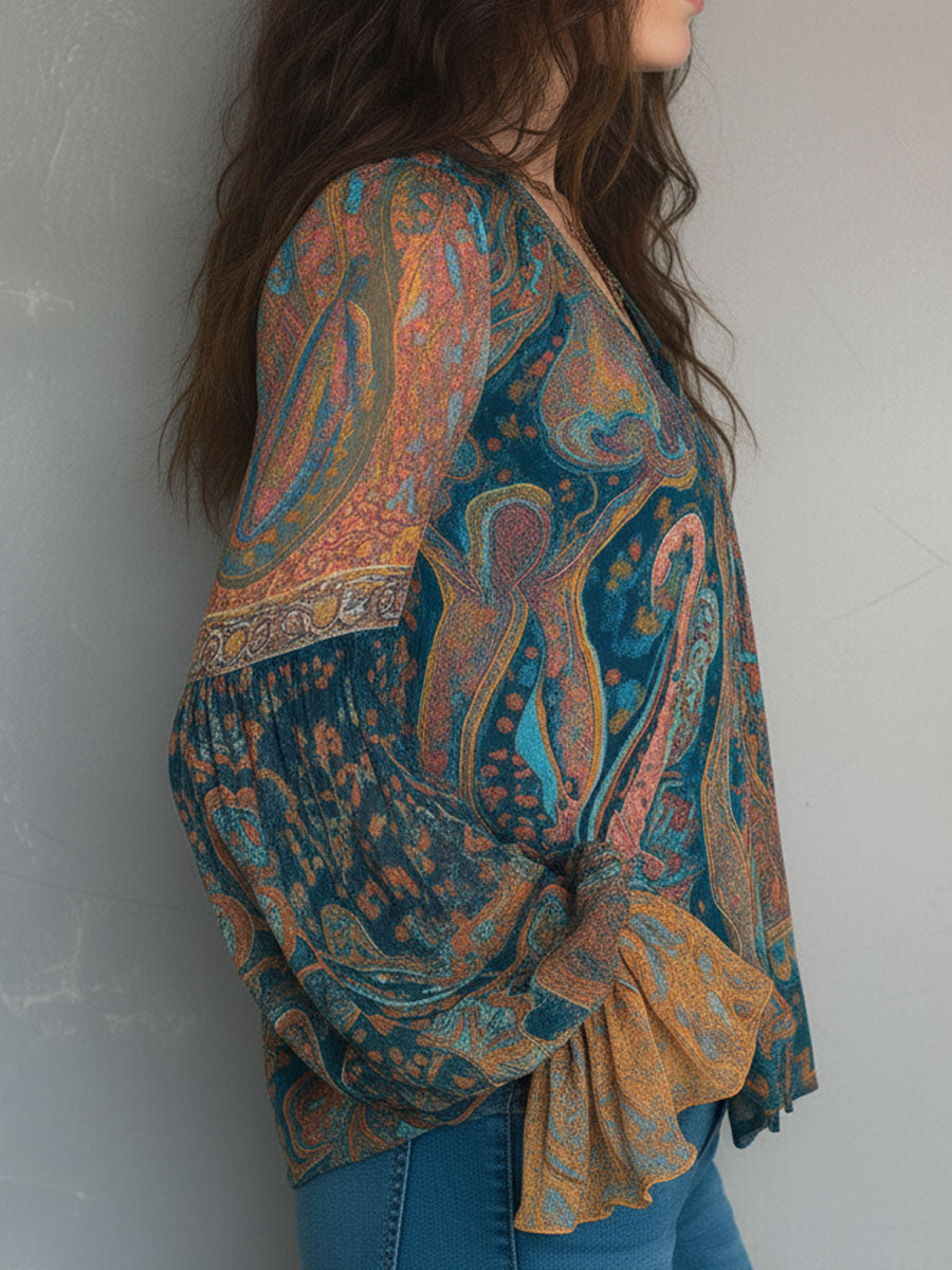 Selah™ Bohemian Paisley Chiffon Top