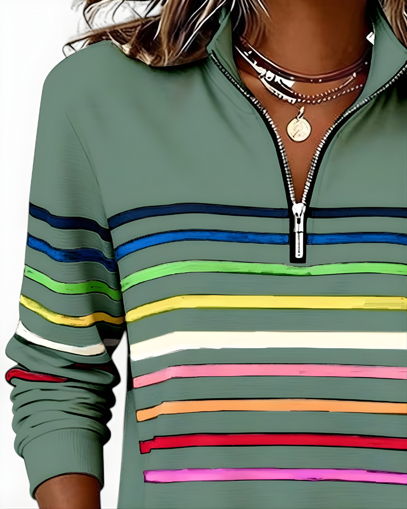 Raina™ Striped Zip-Up Hoodie