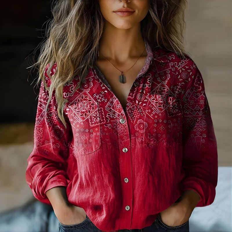 Vintage-Inspired Printed Blouse by Natalie™
