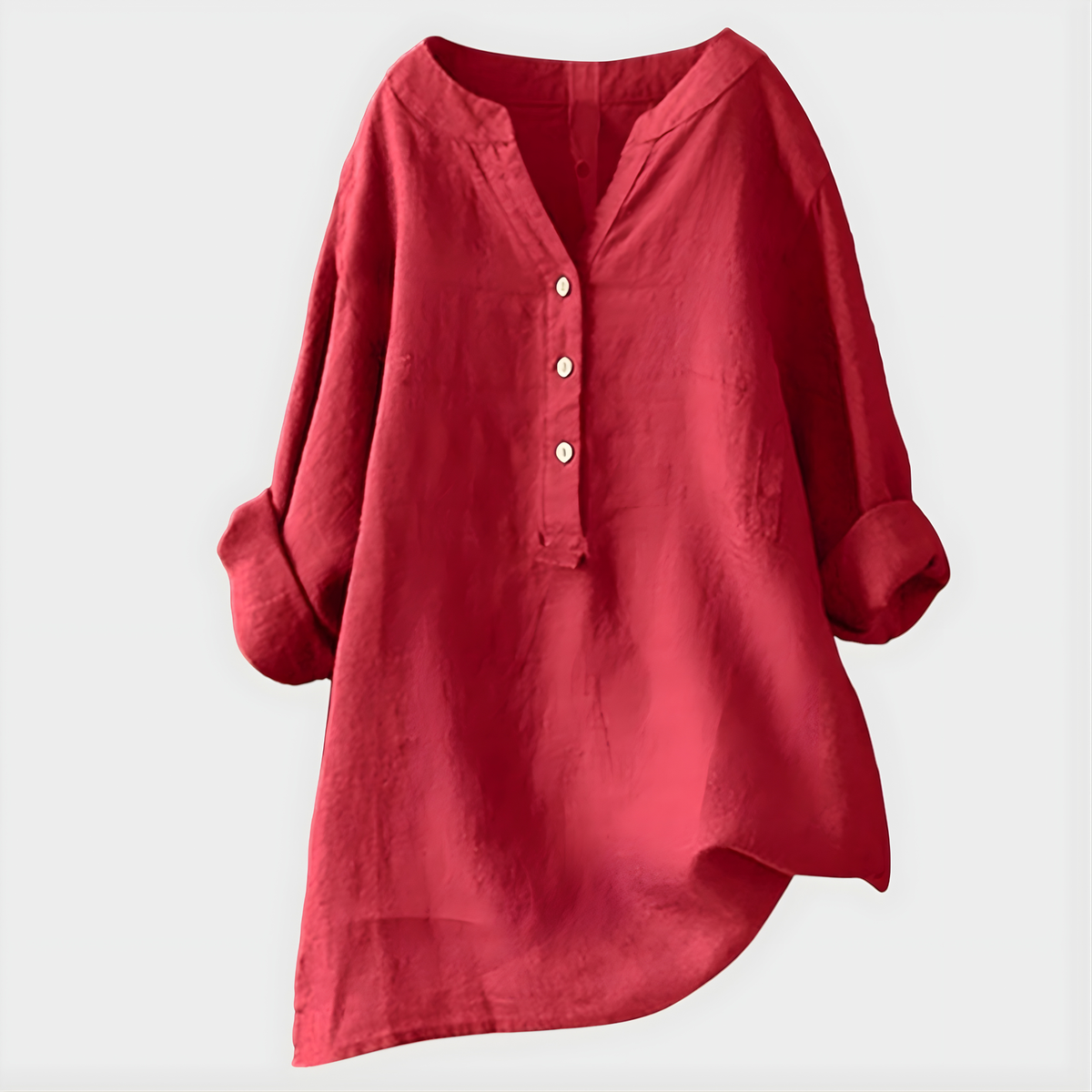 Veronique™ Chic V-Neck Blouse in Cotton-Linen Blend