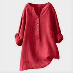 Veronique™ Chic V-Neck Blouse in Cotton-Linen Blend