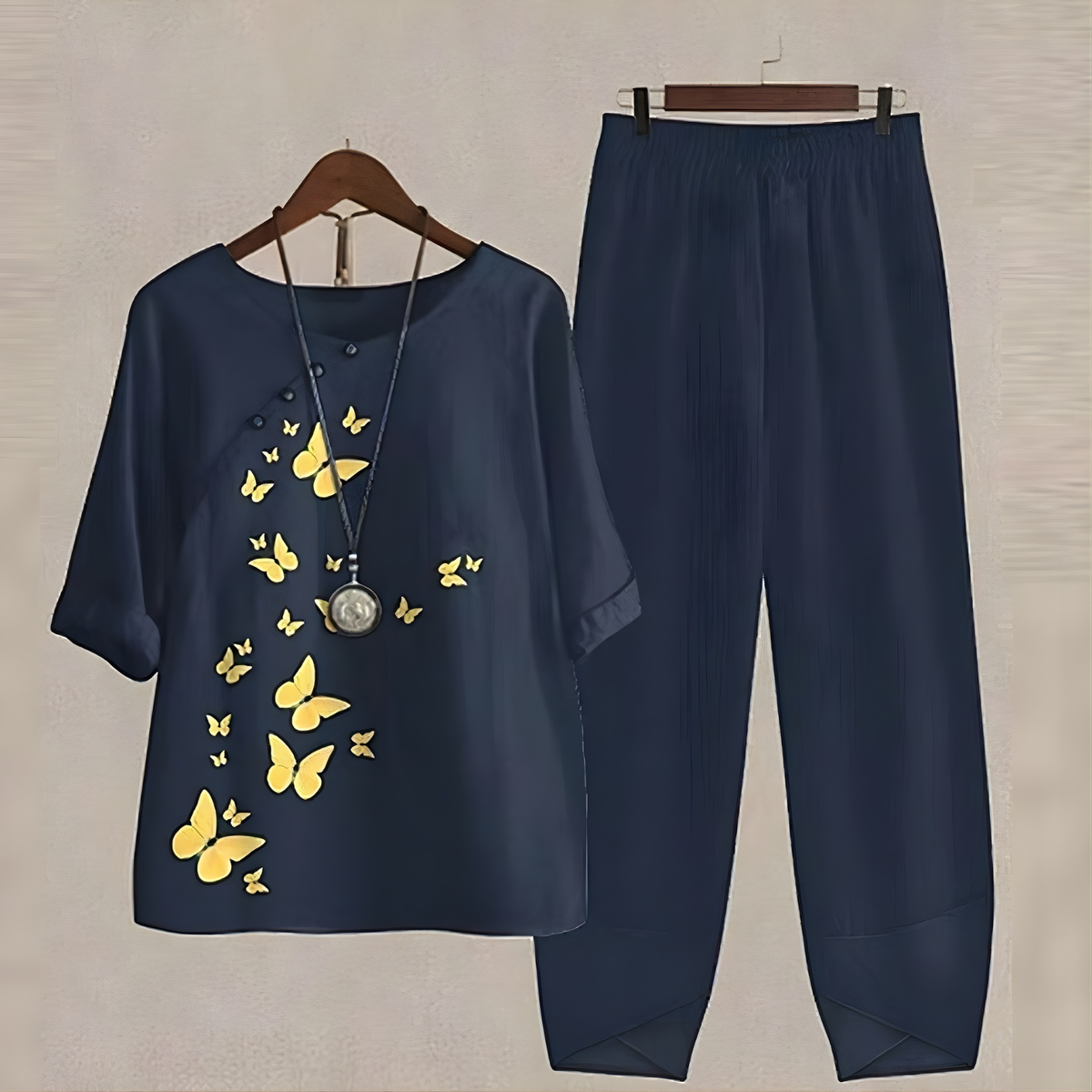 Odessa™ Floral Print Two-Piece Set with High-Waisted Pants