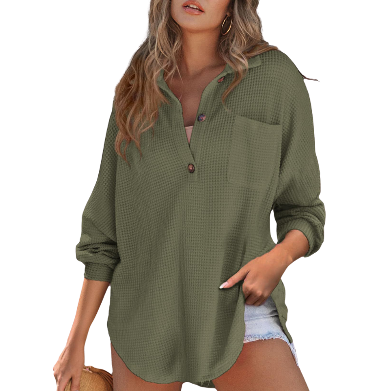 Nova™ Lightweight Casual V-Neck Button Tunic Blouse
