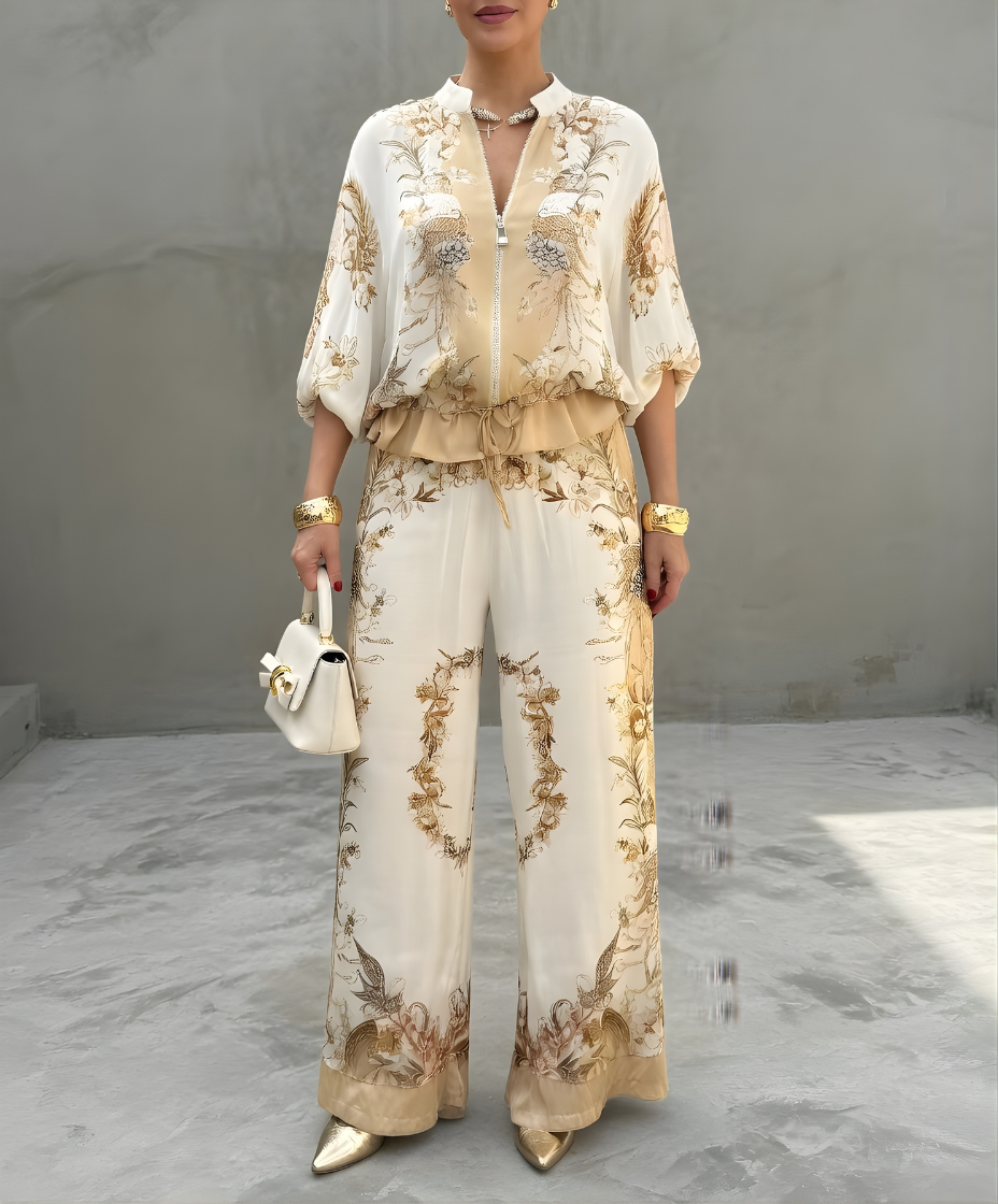 Leila™ Chic Two-Piece Lounge Set with Elegant Details