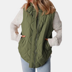 Jaely Quilted Women's Sleeveless Puffer Vest with Zip and Snap Buttons