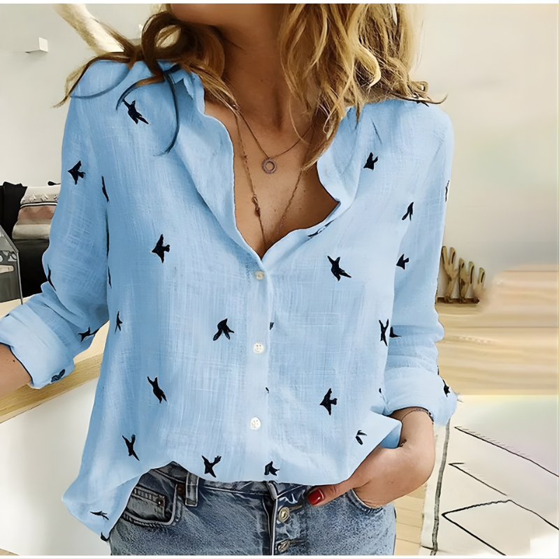 Leah™ Long Sleeve Cotton Blouse