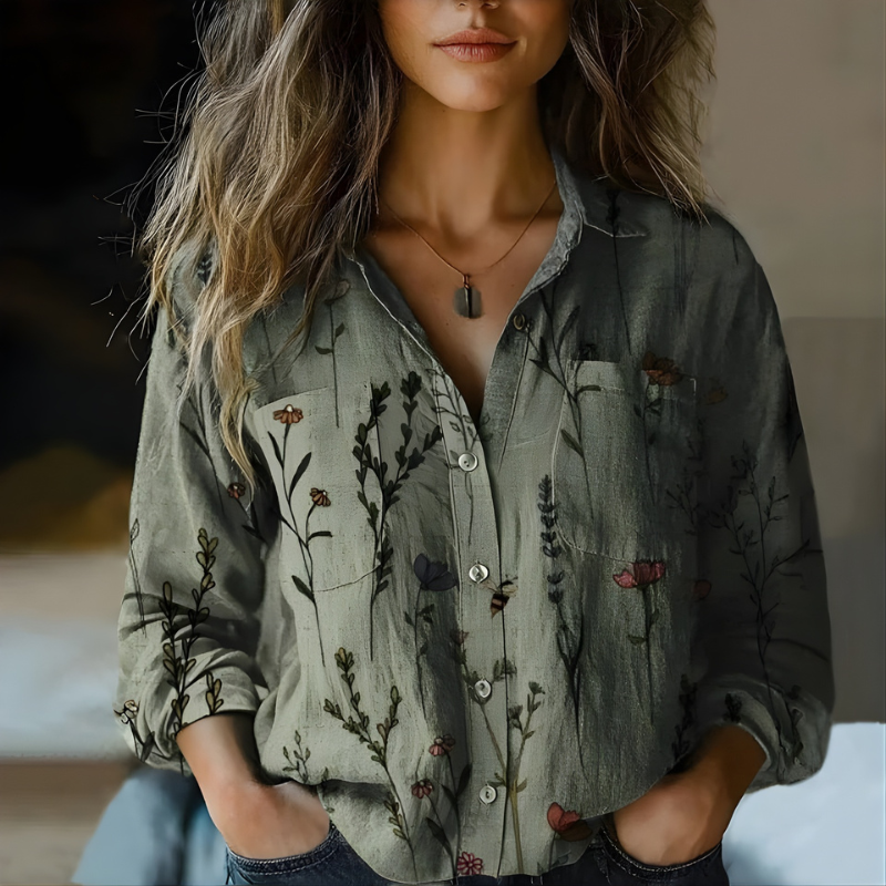 Vintage-Inspired Printed Blouse by Natalie™