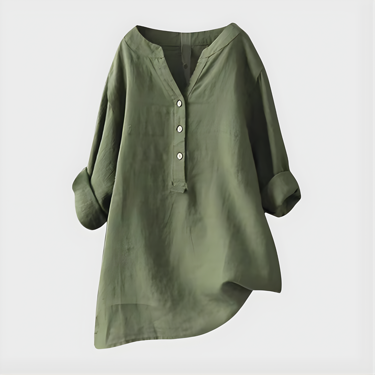 Veronique Chic V-Neck Blouse in Cotton-Linen Blend