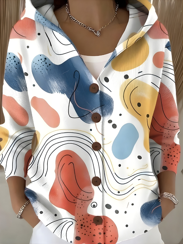 Gillian™ Cozy Long Cardigan with Artistic Design