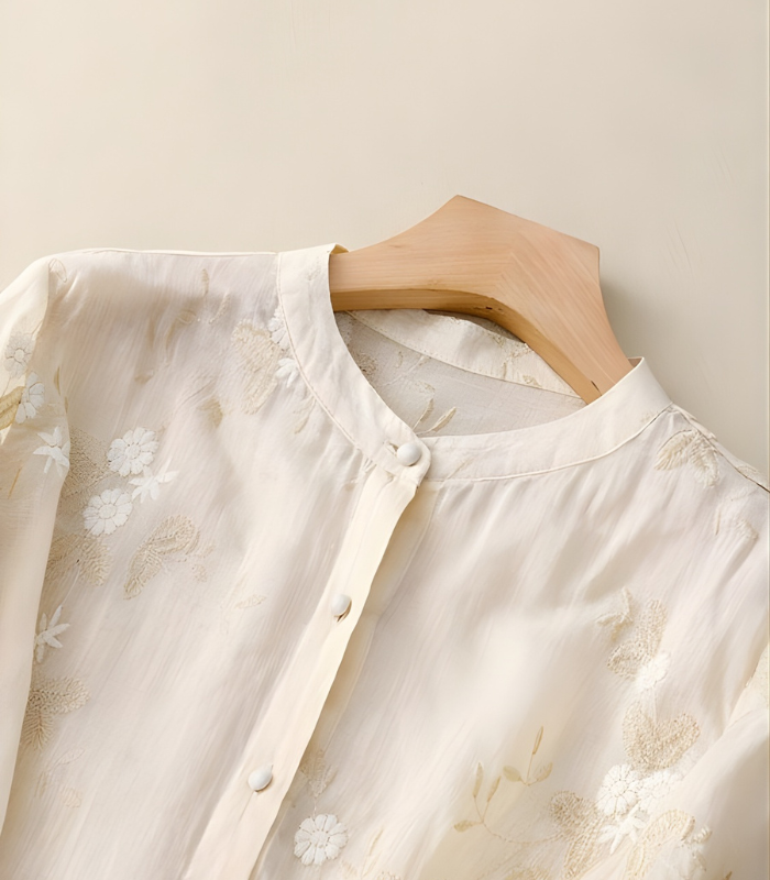 Clarice™ Cotton Blouse with Elegant Embroidery