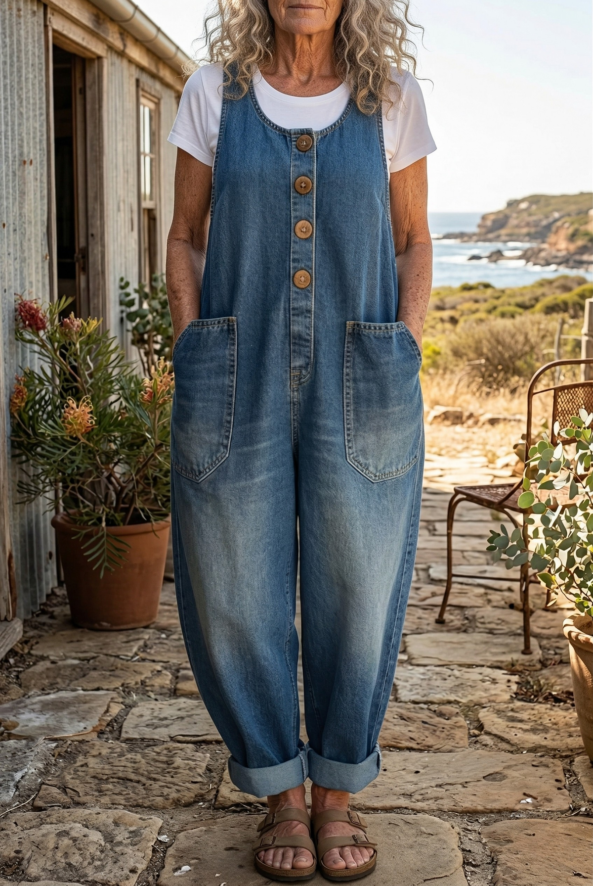 Lettie™ Vintage Washed Denim Dungaree Overalls
