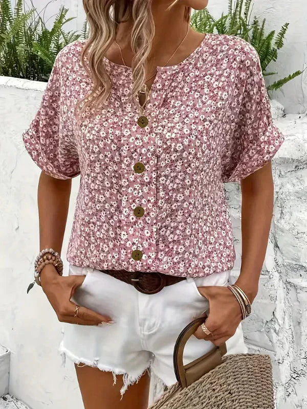 Amira™ - Floral Print Button-Up Shirt
