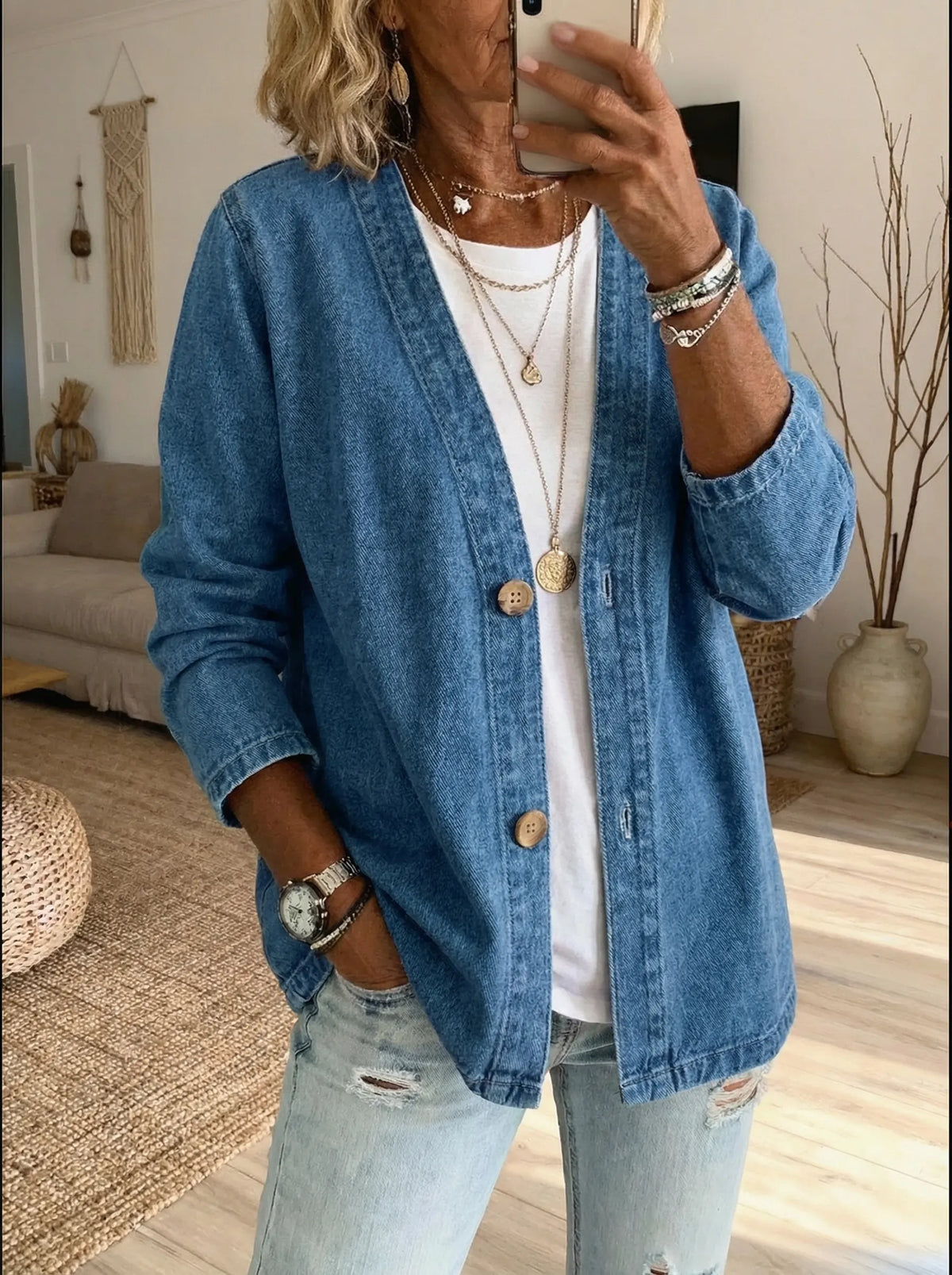 Corinne™ Denim Button Jacket