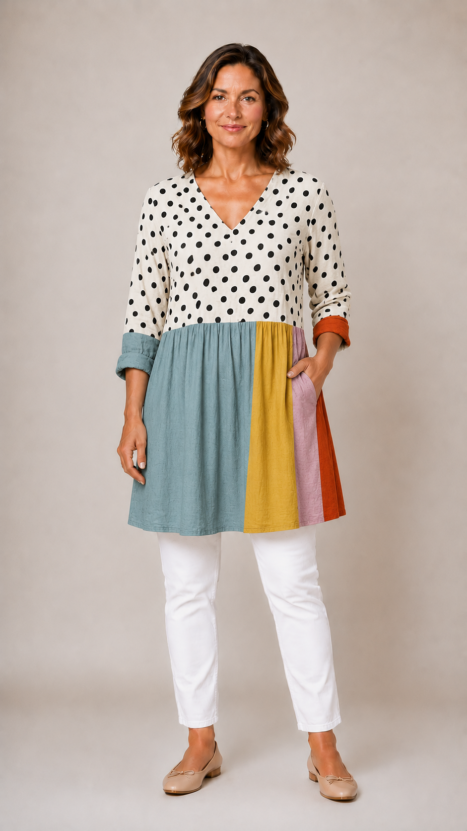 Jacqueline | V-Neck Long Blouse
