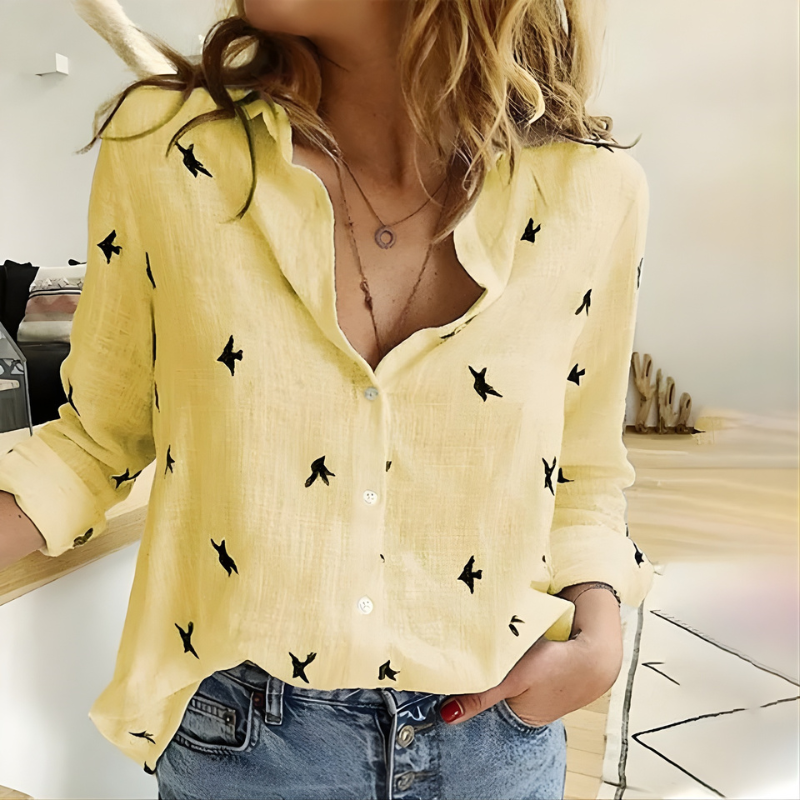 Leah™ Long Sleeve Cotton Blouse