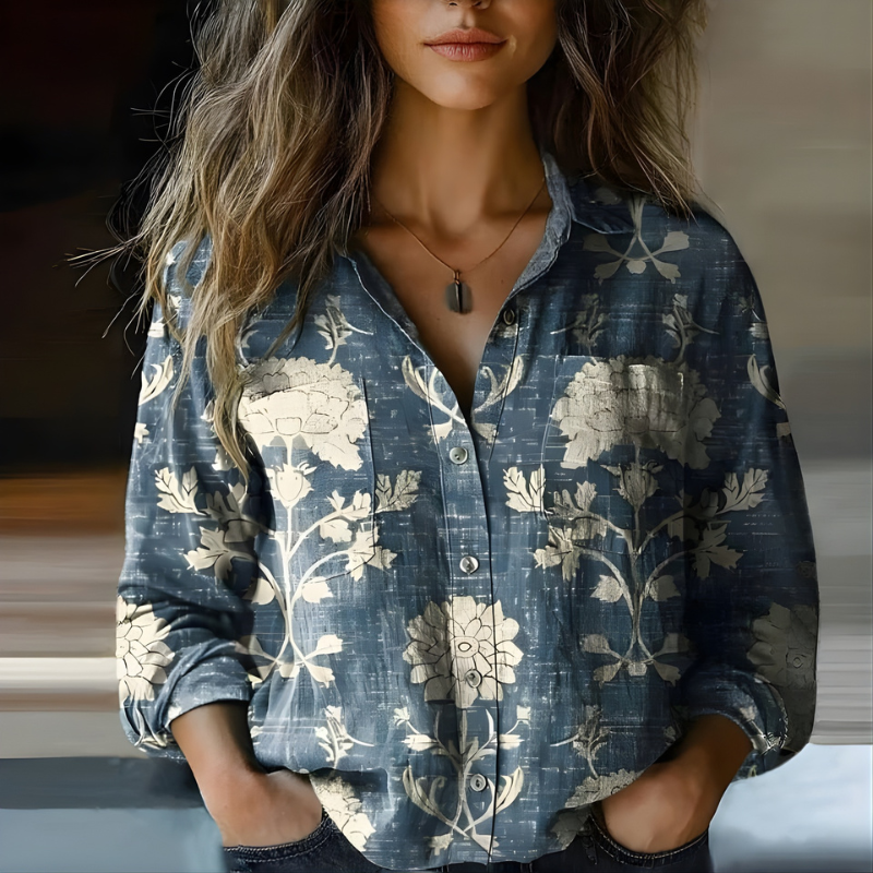 Vintage-Inspired Printed Blouse by Natalie™