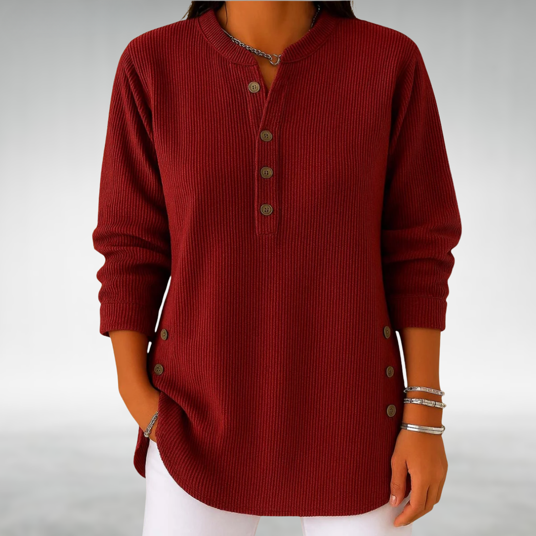 Lilian™ Vintage-Inspired V-Neck Corduroy Top