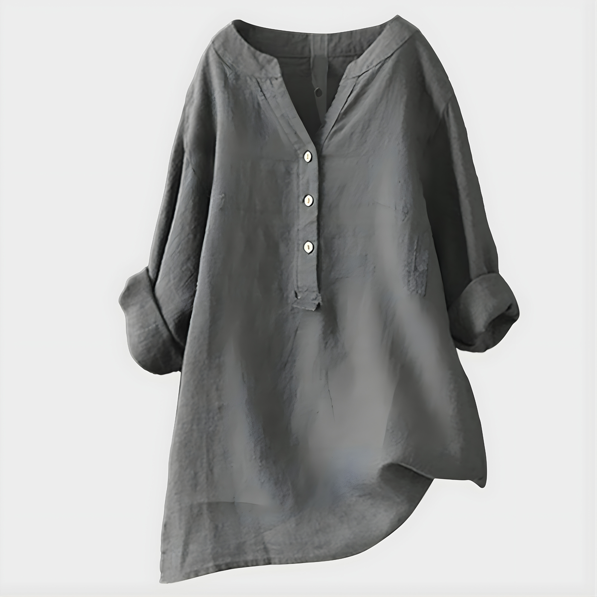 Veronique™ Chic V-Neck Blouse in Cotton-Linen Blend