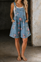 Skyler Floral Print Denim Jumpsuit