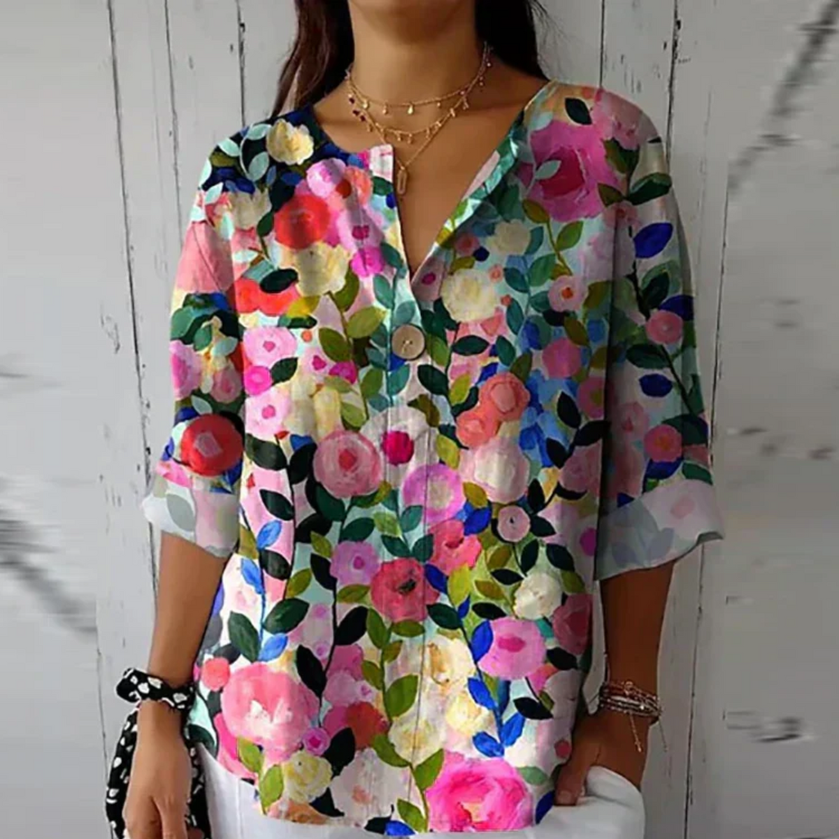 Aaliyah™ Elegant Floral Pattern Blouse