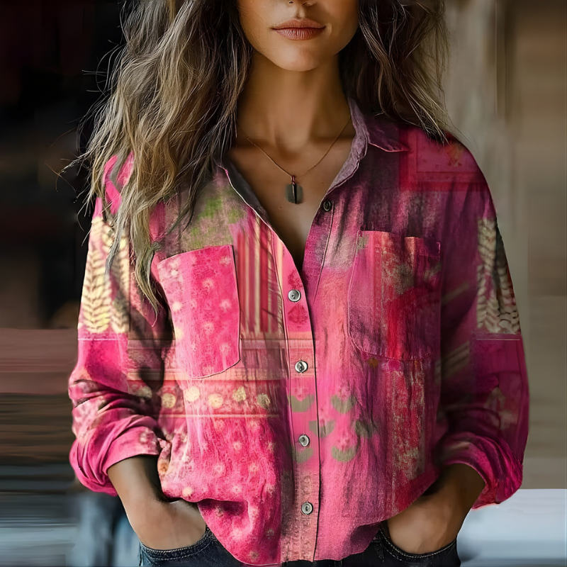 Vintage-Inspired Printed Blouse by Natalie™