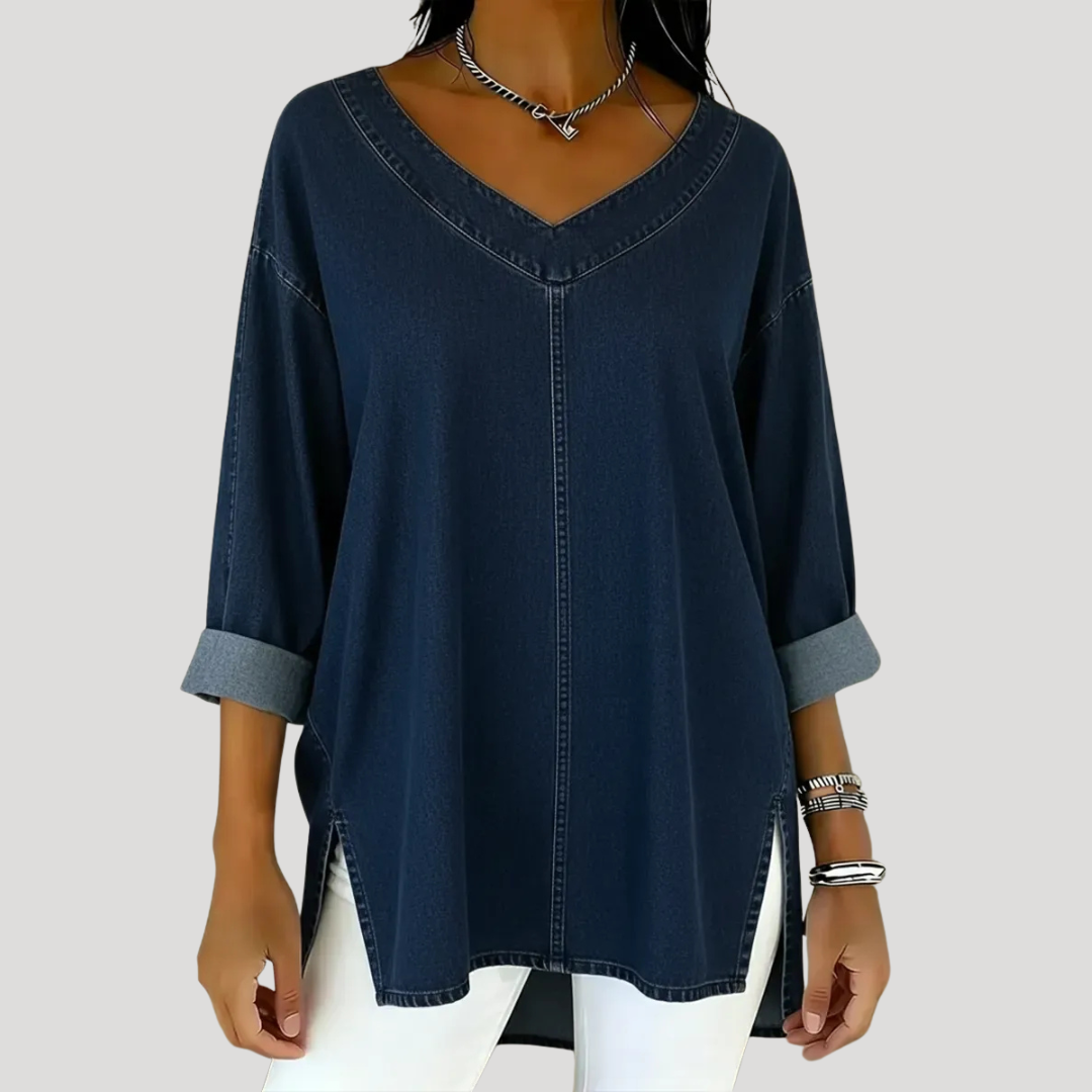 Selena™ Retro Oversized Denim Shirt