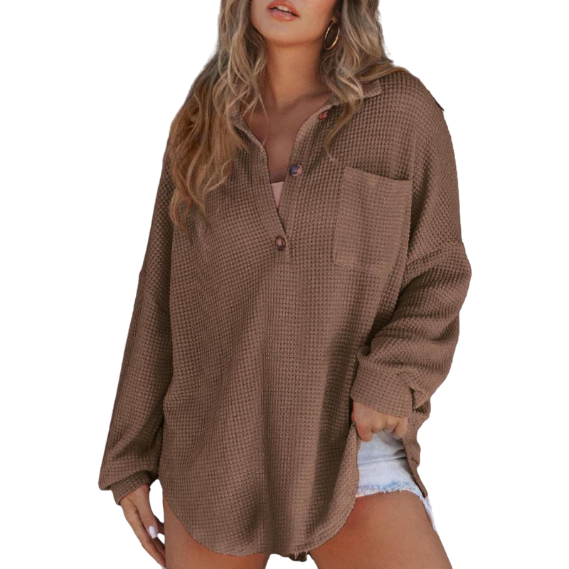 Nova™ Lightweight Casual V-Neck Button Tunic Blouse