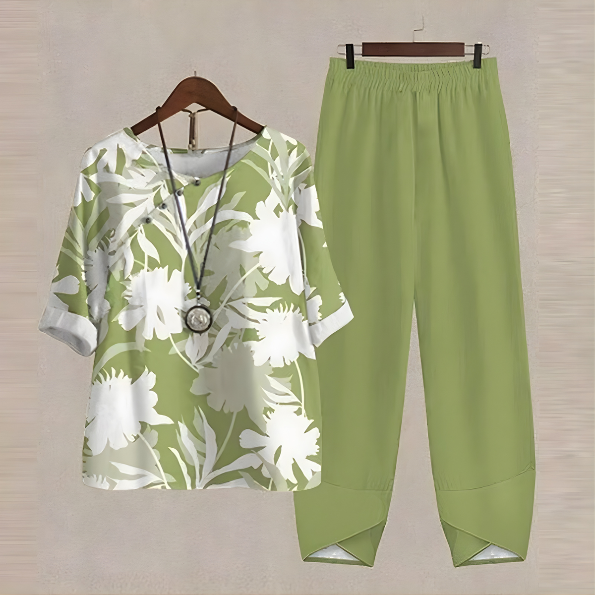 Odessa™ Floral Print Two-Piece Set with High-Waisted Pants