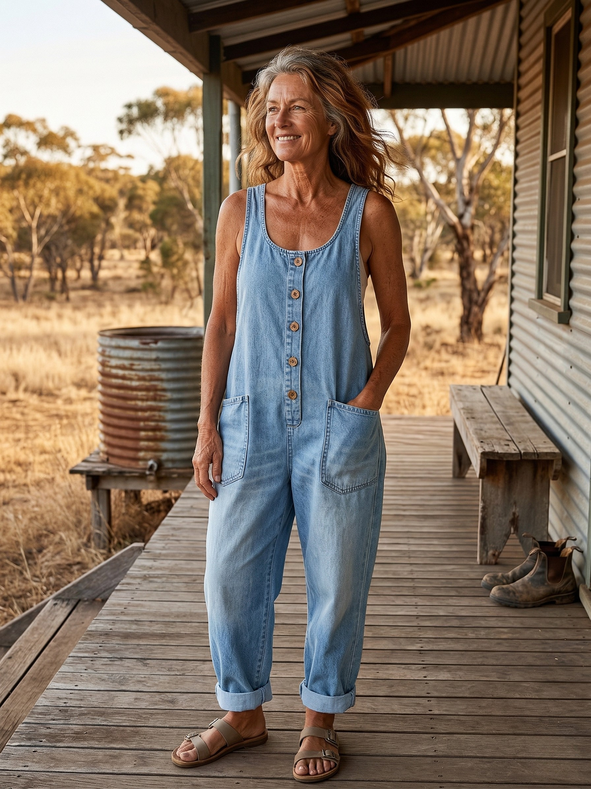 Lettie™ Vintage Washed Denim Dungaree Overalls