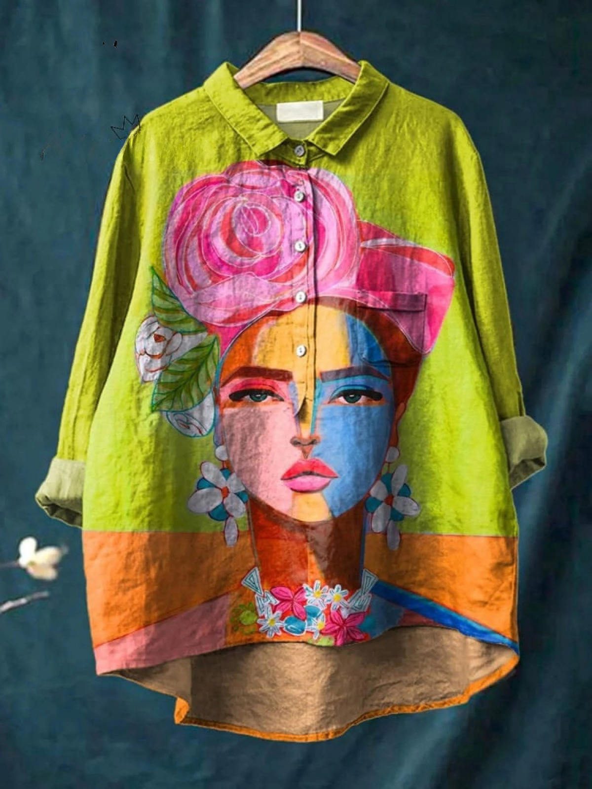 Livia™ Casual Shirt with Artistic Portrait Design