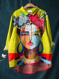 Livia™ Casual Shirt with Artistic Portrait Design