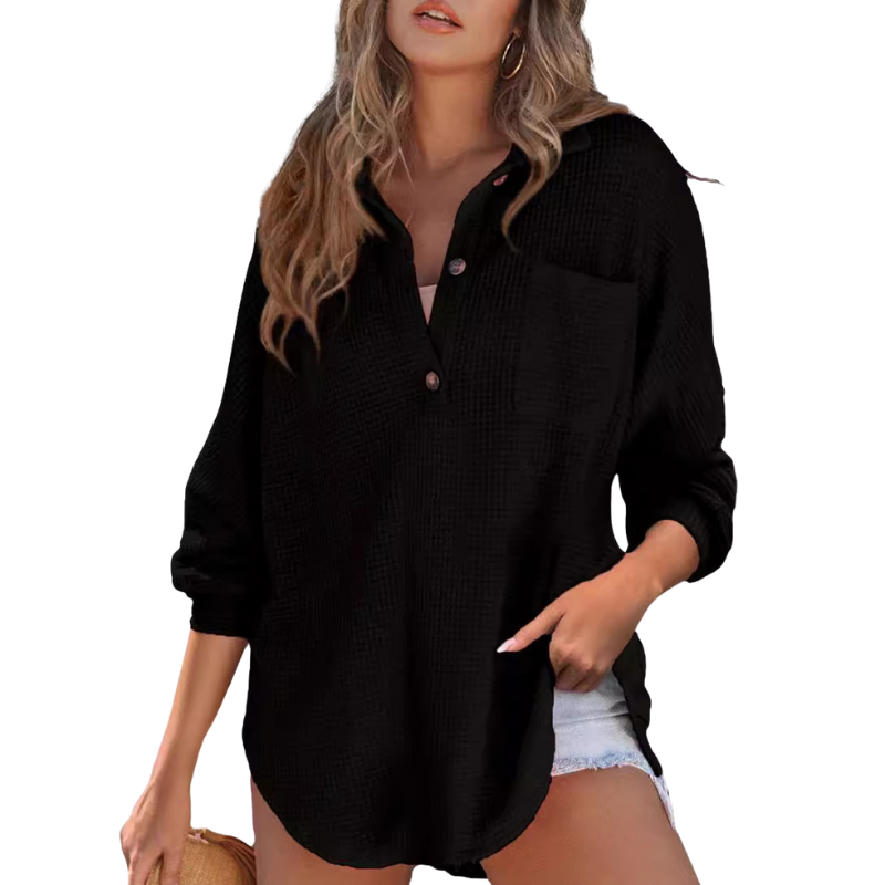Nova™ Lightweight Casual V-Neck Button Tunic Blouse