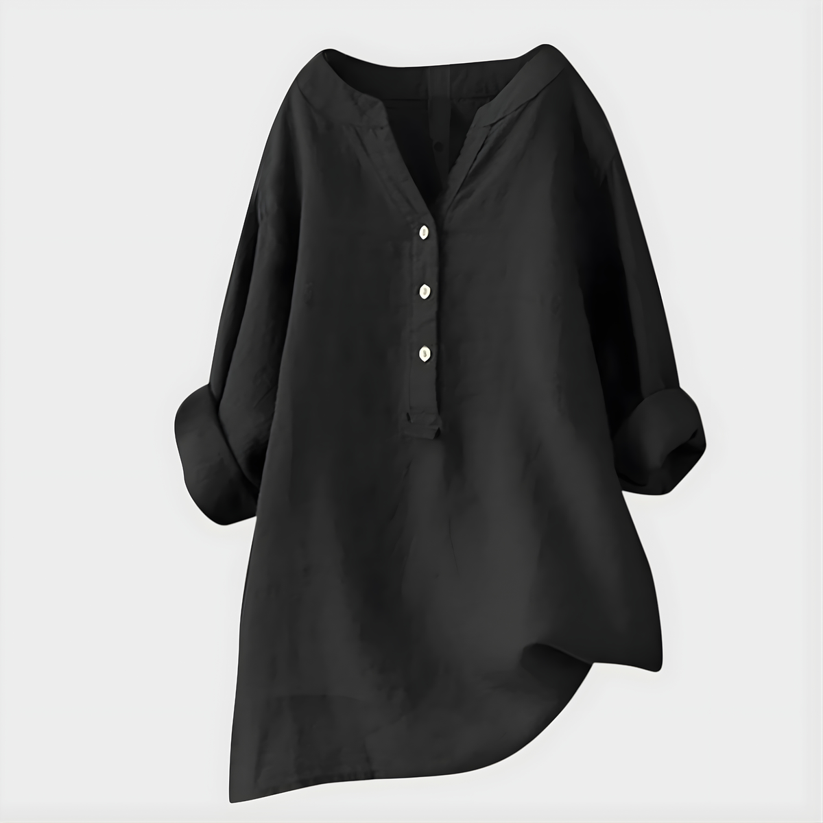 Veronique™ Chic V-Neck Blouse in Cotton-Linen Blend