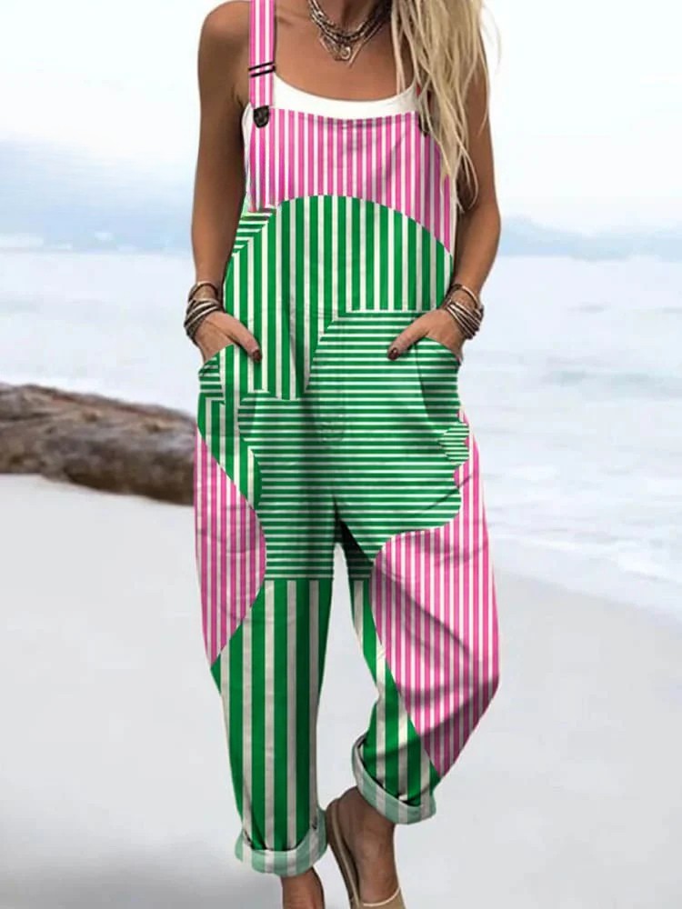 Abstract Print Wide-Leg Jumpsuit with Belted Waist