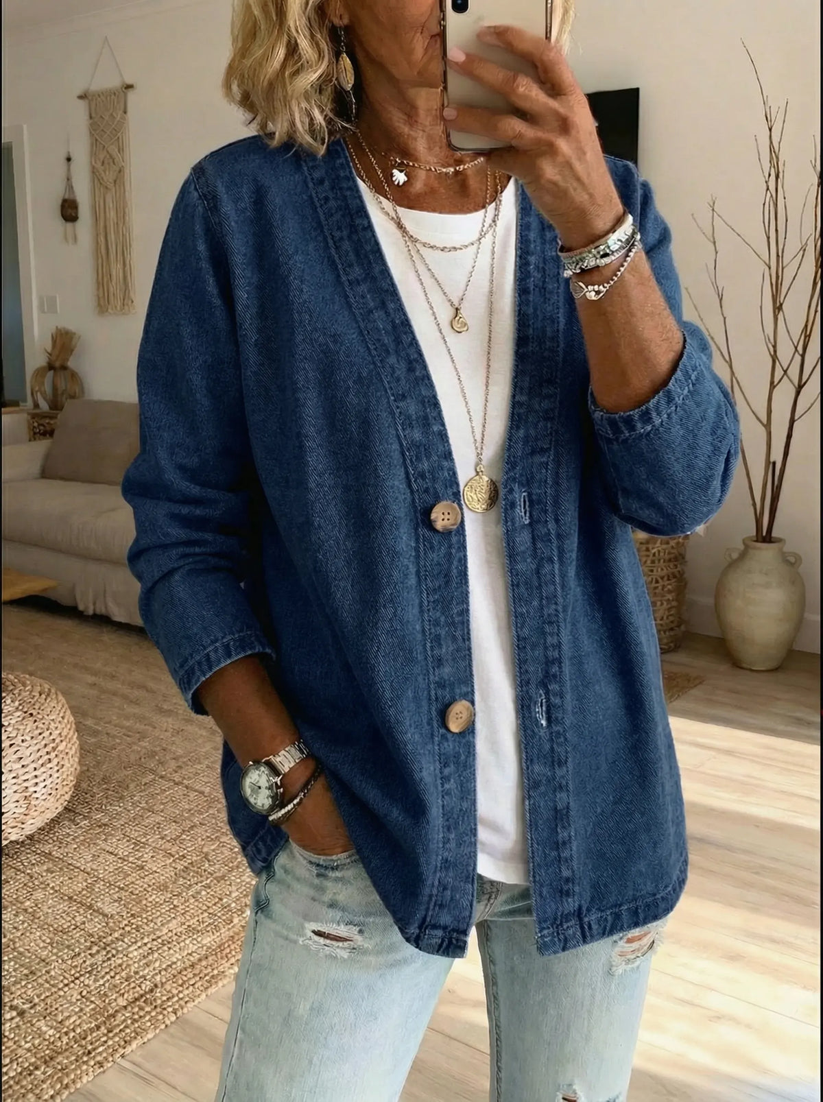 Corinne™ Denim Button Jacket