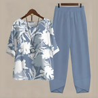 Odessa™ Floral Print Two-Piece Set with High-Waisted Pants