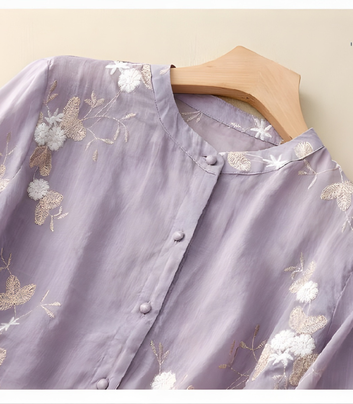 Clarice™ Cotton Blouse with Elegant Embroidery