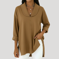 Camille™ Denim-Look Shawl Collar Blouse