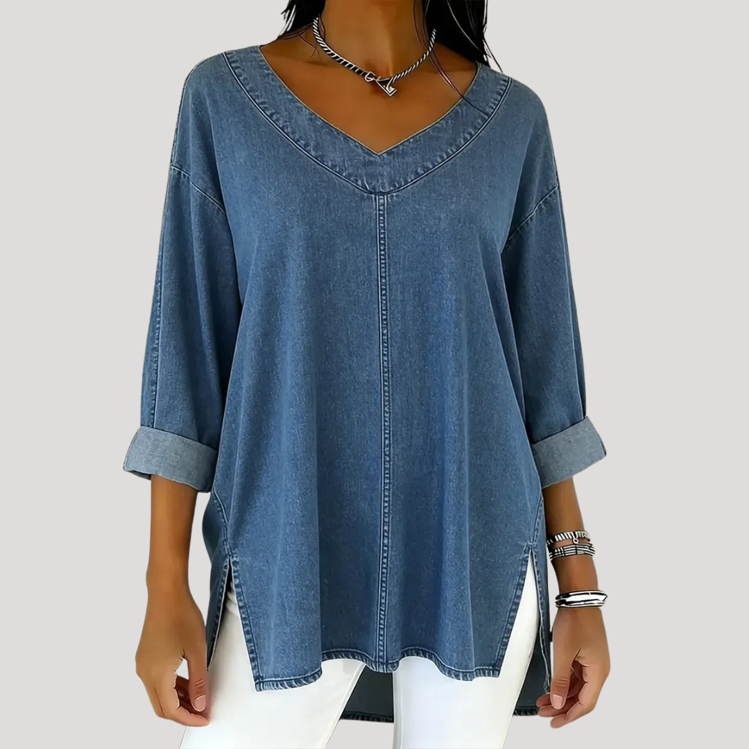 Selena™ Retro Oversized Denim Shirt