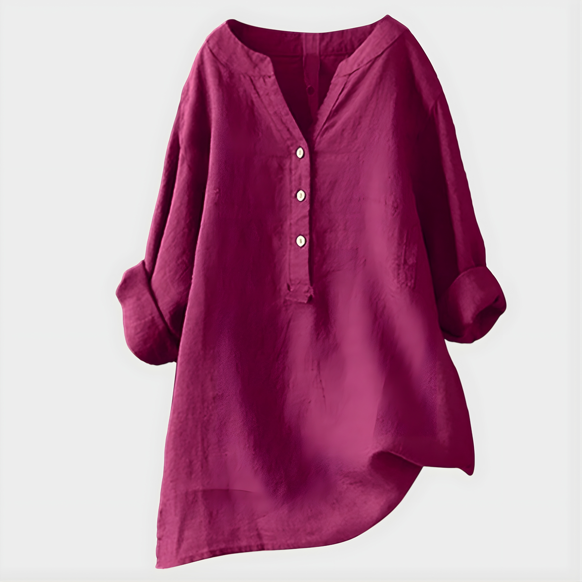 Veronique™ Chic V-Neck Blouse in Cotton-Linen Blend