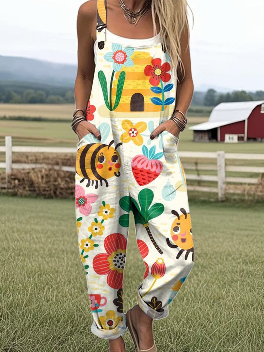 Garden Buzz Floral Print Jumpsuit